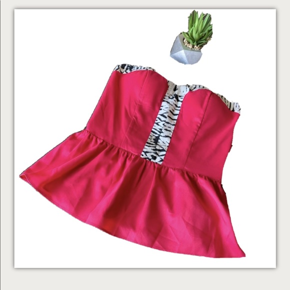Rampage NWT Women’s Hot Pink Peplum Tube Top Lightly Padded Size S - Picture 1 of 8